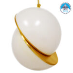 GLOBOSTAR® HUDSON 01554 Μοντέρνο Κρεμαστό Φωτιστικό Οροφής με Ντουί 1 x E27 AC 220-240V IP20 - Λευκό & Χρυσό - Μ20 x Π20 x Υ25cm
