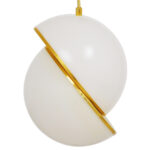 GLOBOSTAR® HUDSON 01554 Μοντέρνο Κρεμαστό Φωτιστικό Οροφής με Ντουί 1 x E27 AC 220-240V IP20 - Λευκό & Χρυσό - Μ20 x Π20 x Υ25cm - Image 3