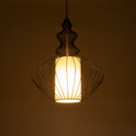 GLOBOSTAR® LILY 01558 Vintage Κρεμαστό Φωτιστικό Οροφής με Ντουί 1 x E27 AC 220-240V IP20 - Μαύρο & Λευκό - Μ43 x Π43 x Υ55cm - Image 3