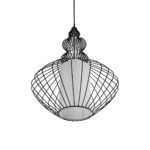 GLOBOSTAR® LILY 01558 Vintage Κρεμαστό Φωτιστικό Οροφής με Ντουί 1 x E27 AC 220-240V IP20 - Μαύρο & Λευκό - Μ43 x Π43 x Υ55cm - Image 6