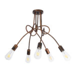 GLOBOSTAR® PAULELI 01564 Μοντέρνο Φωτιστικό Οροφής με Ντουί 5 x E27 AC 220-240V IP20 - Χάλκινο - Μ80 x Π80 x Υ40cm - Image 2