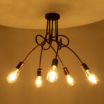 GLOBOSTAR® PAULELI 01564 Μοντέρνο Φωτιστικό Οροφής με Ντουί 5 x E27 AC 220-240V IP20 - Χάλκινο - Μ80 x Π80 x Υ40cm - Image 3