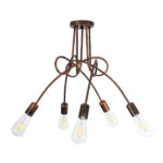 GLOBOSTAR® PAULELI 01564 Μοντέρνο Φωτιστικό Οροφής με Ντουί 5 x E27 AC 220-240V IP20 - Χάλκινο - Μ80 x Π80 x Υ40cm - Image 4