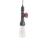 GLOBOSTAR® SPIGOT 01583 Vintage Κρεμαστό Φωτιστικό Οροφής με Ντουί 1 x E27 AC 220-240V IP20 - Ασημί & Κόκκινο - Μ5 x Π5 x Y20cm - Image 2