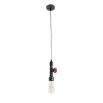 GLOBOSTAR® SPIGOT 01583 Vintage Κρεμαστό Φωτιστικό Οροφής με Ντουί 1 x E27 AC 220-240V IP20 - Ασημί & Κόκκινο - Μ5 x Π5 x Y20cm - Image 4