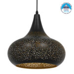 GLOBOSTAR® JANIS 01590 Μοντέρνο Κρεμαστό Φωτιστικό Οροφής με Ντουί 1 x E27 AC 220-240V IP20 - Μαύρο & Χρυσό - Μ30 x Π30 x Υ30cm