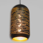 GLOBOSTAR® JANIS 01591 Μοντέρνο Κρεμαστό Φωτιστικό Οροφής με Ντουί 1 x E27 AC 220-240V IP20 - Μαύρο & Χρυσό - Μ20 x Π20 x Υ41cm - Image 2