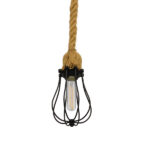 GLOBOSTAR® CAMBER 01594 Vintage Κρεμαστό Φωτιστικό Οροφής με Ντουί 1 x E27 AC 220-240V IP20 - Μαύρο & Μπεζ - Μ11 x Π11 x Υ25cm - Image 3