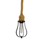 GLOBOSTAR® CAMBER 01594 Vintage Κρεμαστό Φωτιστικό Οροφής με Ντουί 1 x E27 AC 220-240V IP20 - Μαύρο & Μπεζ - Μ11 x Π11 x Υ25cm - Image 4