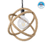 GLOBOSTAR® BALANCE 01596 Vintage Κρεμαστό Φωτιστικό Οροφής με Ντουί 1 x E27 AC 220-240V IP20 - Μαύρο & Μπεζ - Μ35 x Π35 x Υ36cm