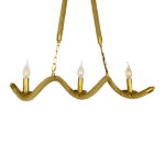 GLOBOSTAR® LUXOR 01598 Vintage Κρεμαστό Φωτιστικό Οροφής με Ντουί 3 x E14 AC 220-240V IP20 - Χρυσό & Μπεζ - Μ75 x Π13 x Y18cm - Image 2