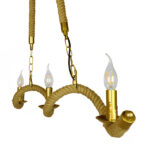 GLOBOSTAR® LUXOR 01598 Vintage Κρεμαστό Φωτιστικό Οροφής με Ντουί 3 x E14 AC 220-240V IP20 - Χρυσό & Μπεζ - Μ75 x Π13 x Y18cm - Image 3
