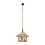 GLOBOSTAR® SPIKY 01613 Boho Κρεμαστό Φωτιστικό Οροφής με Ντουί 1 x E27 AC 220-240V IP20 - Μπεζ - Μ43 x Π43 x Y28cm - Image 4
