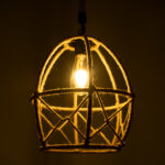 GLOBOSTAR® TELAN 01615 Vintage Κρεμαστό Φωτιστικό Οροφής με Ντουί 1 x E27 AC 220-240V IP20 - Μπεζ - Μ30 x Π30 x Υ38cm - Image 3