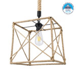 GLOBOSTAR® POLISHED 01616 Vintage Κρεμαστό Φωτιστικό Οροφής με Ντουί 1 x E27 AC 220-240V IP20 - Μαύρο & Μπεζ - Μ30 x Π30 x Υ30cm