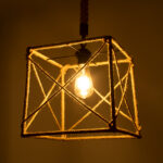 GLOBOSTAR® POLISHED 01616 Vintage Κρεμαστό Φωτιστικό Οροφής με Ντουί 1 x E27 AC 220-240V IP20 - Μαύρο & Μπεζ - Μ30 x Π30 x Υ30cm - Image 3