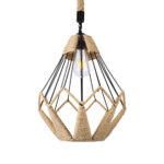 GLOBOSTAR® CONICAL 01617 Vintage Κρεμαστό Φωτιστικό Οροφής με Ντουί 1 x E27 AC 220-240V IP20 - Μαύρο & Μπεζ - Μ30 x Π30 x Υ40cm - Image 5