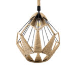 GLOBOSTAR® CONICAL 01617 Vintage Κρεμαστό Φωτιστικό Οροφής με Ντουί 1 x E27 AC 220-240V IP20 - Μαύρο & Μπεζ - Μ30 x Π30 x Υ40cm - Image 6