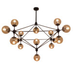 GLOBOSTAR® SENTINEL 01637 Μοντέρνο Φωτιστικό Οροφής με Ντουί 15 x E27 AC 220-240V IP20 - Μαύρο & Μελί - Μ150 x Π150 x Υ115cm - Image 2