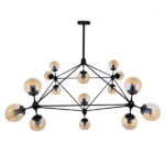 GLOBOSTAR® SENTINEL 01637 Μοντέρνο Φωτιστικό Οροφής με Ντουί 15 x E27 AC 220-240V IP20 - Μαύρο & Μελί - Μ150 x Π150 x Υ115cm - Image 4