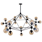 GLOBOSTAR® SENTINEL 01638 Μοντέρνο Φωτιστικό Οροφής με Ντουί 21 x E27 AC 220-240V IP20 - Μαύρο & Μελί - Μ170 x Π170 x Υ136cm - Image 4
