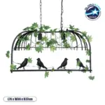 GLOBOSTAR® NEST 01643 Vintage Κρεμαστό Φωτιστικό Οροφής με Ντουί 2 x E27 AC 220-240V IP20 - Μαύρο & Πράσινο - Μ76 x Π36 x Y37cm