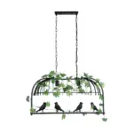 GLOBOSTAR® NEST 01643 Vintage Κρεμαστό Φωτιστικό Οροφής με Ντουί 2 x E27 AC 220-240V IP20 - Μαύρο & Πράσινο - Μ76 x Π36 x Y37cm - Image 4