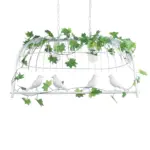 GLOBOSTAR® NEST 01644 Vintage Κρεμαστό Φωτιστικό Οροφής με Ντουί 2 x E27 AC 220-240V IP20 - Λευκό & Πράσινο - Μ73.6 x Π37.5 x Y38cm - Image 6