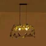 GLOBOSTAR® NEST 01645 Vintage Κρεμαστό Φωτιστικό Οροφής με Ντουί 2 x E27 AC 220-240V IP20 - Χάλκινο & Πράσινο - Μ76 x Π36 x Y37cm - Image 3
