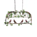GLOBOSTAR® NEST 01645 Vintage Κρεμαστό Φωτιστικό Οροφής με Ντουί 2 x E27 AC 220-240V IP20 - Χάλκινο & Πράσινο - Μ76 x Π36 x Y37cm - Image 5
