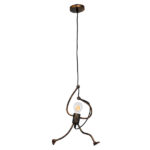 GLOBOSTAR® LITTLE MAN 01653 Μοντέρνο Κρεμαστό Φωτιστικό Οροφής με Ντουί 1 x E27 AC 220-240V IP20 - Χάλκινο - Μ20 x Π20 x Υ40cm - Image 2