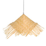 GLOBOSTAR® RICEHAT 01666 Boho Κρεμαστό Φωτιστικό Οροφής με Ντουί 1 x E27 AC 220-240V IP20 - Μπεζ - Μ70 x Π70 x Y25cm - Image 3