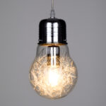 GLOBOSTAR® LAMP 01676 Μοντέρνο Κρεμαστό Φωτιστικό Οροφής με Ντουί 1 x E27 AC 220-240V IP20 - Ασημί & Διάφανο - Μ15 x Π15 x Υ27cm - Image 3