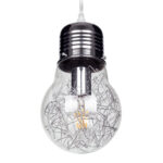 GLOBOSTAR® LAMP 01676 Μοντέρνο Κρεμαστό Φωτιστικό Οροφής με Ντουί 1 x E27 AC 220-240V IP20 - Ασημί & Διάφανο - Μ15 x Π15 x Υ27cm - Image 5