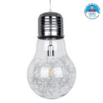 GLOBOSTAR® LAMP 01677 Μοντέρνο Κρεμαστό Φωτιστικό Οροφής με Ντουί 1 x E27 AC 220-240V IP20 - Ασημί & Διάφανο - Μ30 x Π30 x Υ52cm