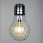 GLOBOSTAR® LAMP 01677 Μοντέρνο Κρεμαστό Φωτιστικό Οροφής με Ντουί 1 x E27 AC 220-240V IP20 - Ασημί & Διάφανο - Μ30 x Π30 x Υ52cm - Image 3
