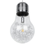 GLOBOSTAR® LAMP 01677 Μοντέρνο Κρεμαστό Φωτιστικό Οροφής με Ντουί 1 x E27 AC 220-240V IP20 - Ασημί & Διάφανο - Μ30 x Π30 x Υ52cm - Image 5