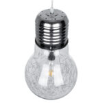 GLOBOSTAR® LAMP 01677 Μοντέρνο Κρεμαστό Φωτιστικό Οροφής με Ντουί 1 x E27 AC 220-240V IP20 - Ασημί & Διάφανο - Μ30 x Π30 x Υ52cm - Image 6