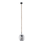 GLOBOSTAR® ORVAL 01689 Μοντέρνο Κρεμαστό Φωτιστικό Οροφής με Ντουί 1 x E27 AC 220-240V IP20 - Μαύρο & Μπεζ - Μ20 x Π20 x Υ20cm - Image 4