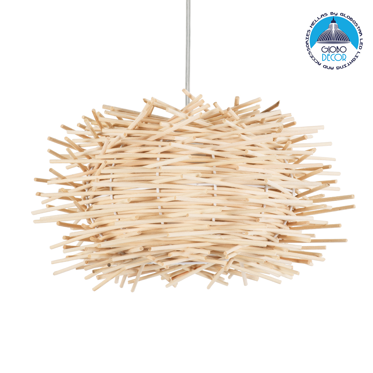 01729_1 GLOBOSTAR® MINORCA 01729 Boho Κρεμαστό Φωτιστικό Οροφής με Ντουί 1 x E27 AC 220-240V IP20 - Μπεζ - Μ30 x Π30 x Υ18cm - Image 1
