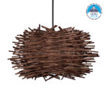 GLOBOSTAR® MINORCA 01732 Boho Κρεμαστό Φωτιστικό Οροφής με Ντουί 1 x E27 AC 220-240V IP20 - Καφέ - Μ30 x Π30 x Υ18cm