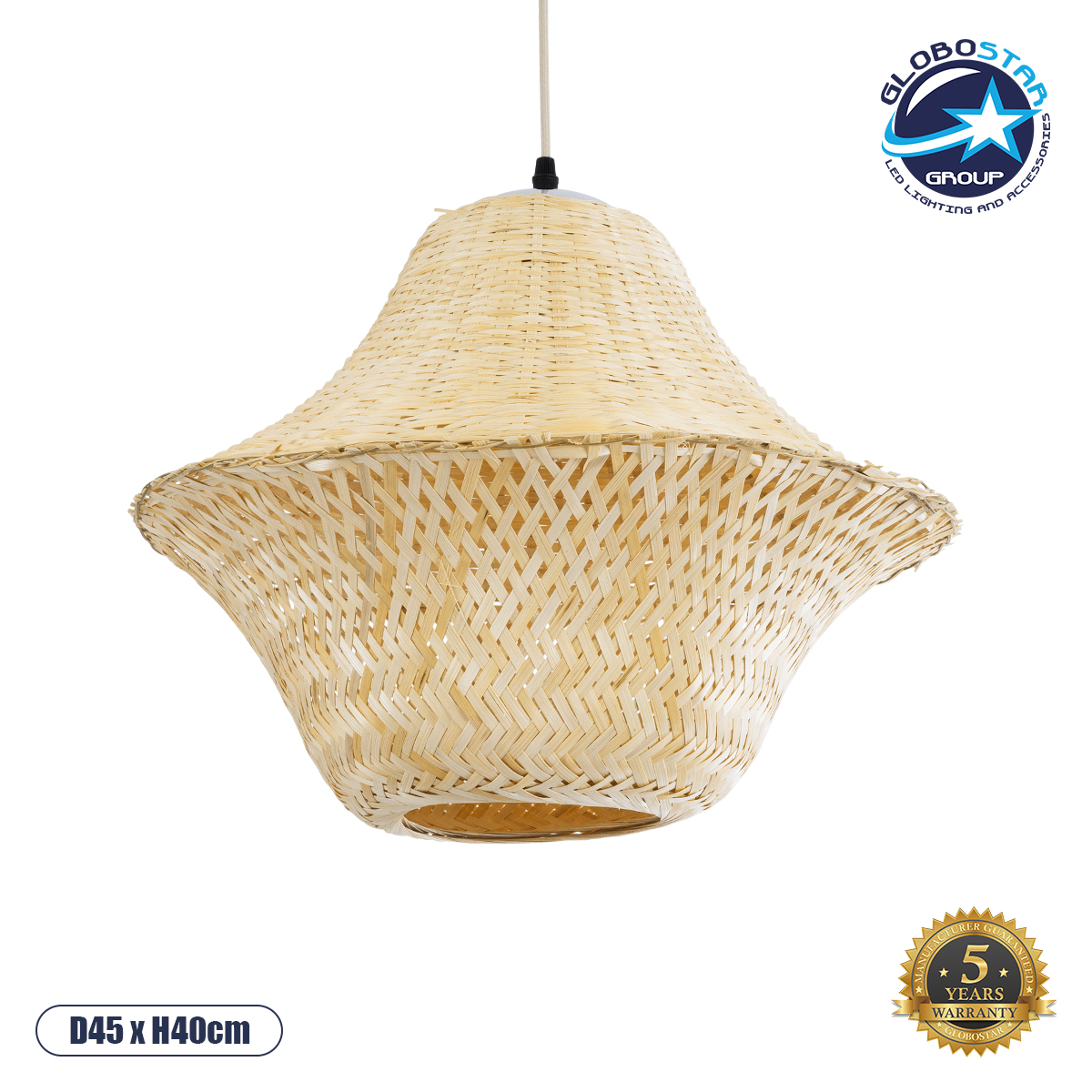 01737_1 GLOBOSTAR® JUNIPER 01737 Boho Κρεμαστό Φωτιστικό Οροφής με Ντουί 1 x E27 AC 220-240V IP20 - Μπεζ - Μ45 x Π45 x Υ40cm - Image 1
