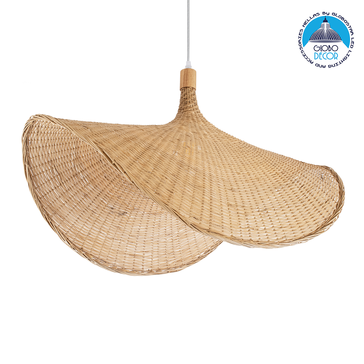 01767_1 GLOBOSTAR® CUBA 01767 Boho Κρεμαστό Φωτιστικό Οροφής με Ντουί 1 x E27 AC 220-240V IP20 - Μπεζ - Μ80 x Π80 x Υ49cm - Image 1