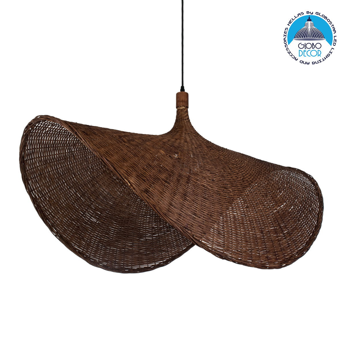 01770_1 GLOBOSTAR® CUBA 01770 Boho Κρεμαστό Φωτιστικό Οροφής με Ντουί 1 x E27 AC 220-240V IP20 - Καφέ - Μ100 x Π100 x Y55cm - Image 1