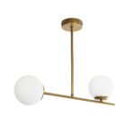 GLOBOSTAR® GLOBUS 201-0119 Μοντέρνο Φωτιστικό Οροφής με Ντουί 2 x E27 AC 220-240V IP20 - Λευκό & Χρυσό - Μ65 x Π15 x Υ23cm - Image 2