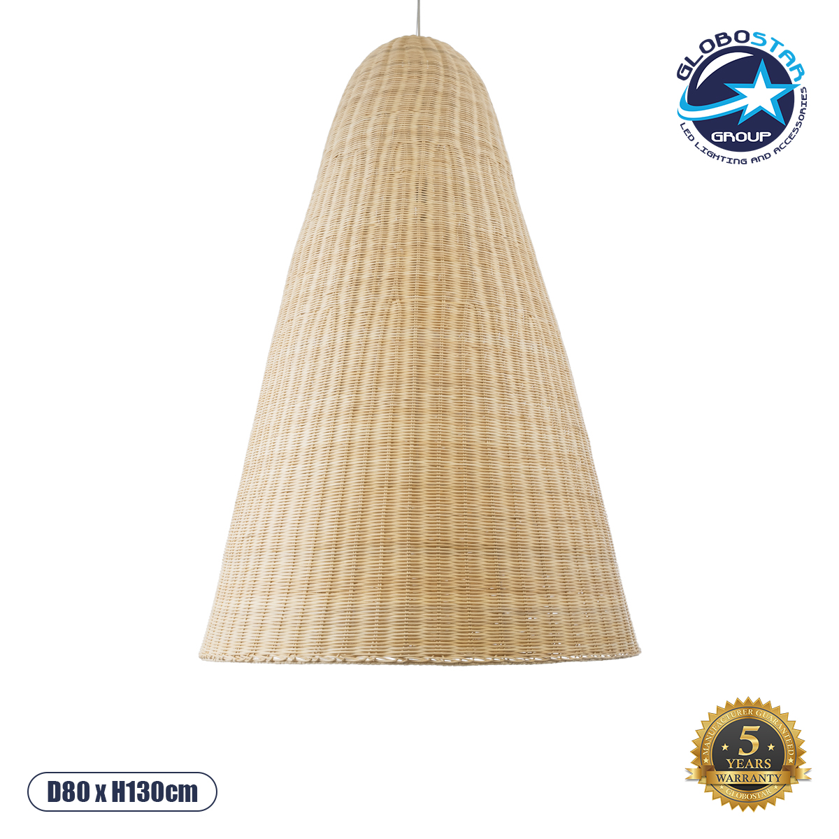 01827_1 GLOBOSTAR® MAHANA 01827 Boho Κρεμαστό Φωτιστικό Οροφής με Ντουί 1 x E27 AC 220-240V IP20 - Μπεζ - Μ80 x Π80 x Υ130cm - Image 1