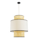 GLOBOSTAR® SAIGE 01917 Boho Κρεμαστό Φωτιστικό Οροφής με Ντουί 1 x E27 AC 220-240V IP20 - Μπεζ & Μαύρο - Μ50 x Π50 x Υ60cm - Image 4