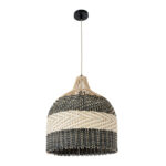 GLOBOSTAR® BARBADOS 01944 Boho Κρεμαστό Φωτιστικό Οροφής με Ντουί 1 x E27 AC 220-240V IP20 - Μπεζ & Λαδί - Μ40 x Π40 x Υ45cm - Image 4