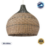 GLOBOSTAR® SEYCHELLES 01949 Boho Κρεμαστό Φωτιστικό Οροφής με Ντουί 1 x E27 AC 220-240V IP20 - Καφέ & Λαδί - Μ60 x Π60 x Υ60cm
