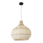 GLOBOSTAR® SANTACRUZ 01950 Boho Κρεμαστό Φωτιστικό Οροφής με Ντουί 1 x E27 AC 220-240V IP20 - Μπεζ & Καφέ - Μ40 x Π40 x Υ40cm - Image 4